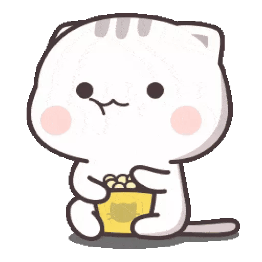 Animated Cute Cat with Popcorn GIF Sticker