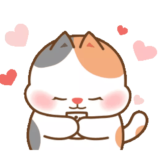 Animated Cute Cat with Hearts GIF Sticker