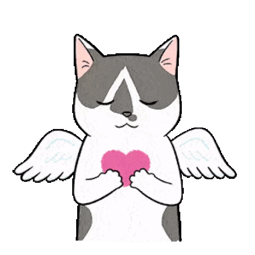 Animated Angel Cat with Heart GIF Sticker