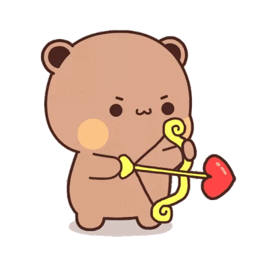 Animated Bear Cupid with Heart Arrow GIF Sticker