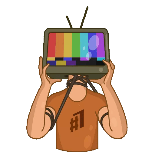 Animated TV Head with Color Bars GIF Sticker