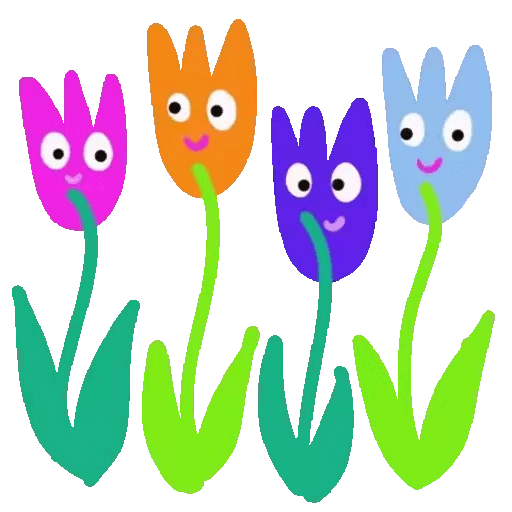Animated Cheerful Tulip Quartet GIF Sticker