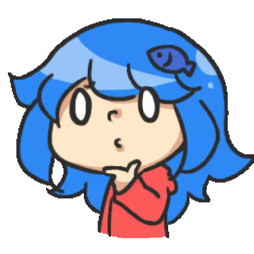 Animated Pondering Blue-Haired Character GIF Sticker