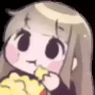 Animated Chibi Anime Girl Eating Popcorn GIF Sticker