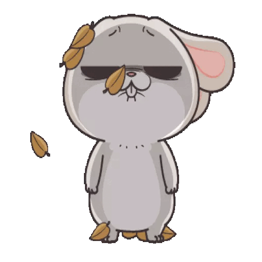 Animated Tired Bunny with Falling Leaves GIF Sticker