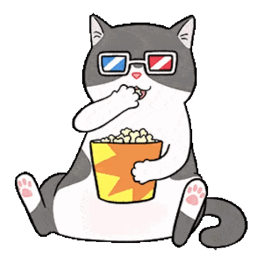 Animated Movie night cat GIF Sticker