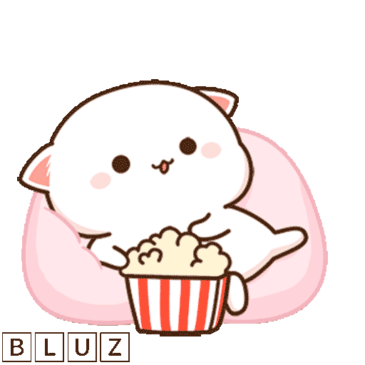 Download Chill with popcorn cat Animated GIF Sticker for WhatsApp