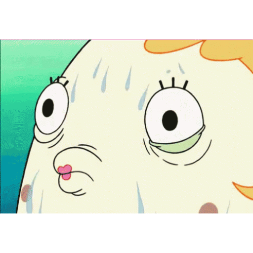 Animated Mrs. Puff surprised face GIF Sticker