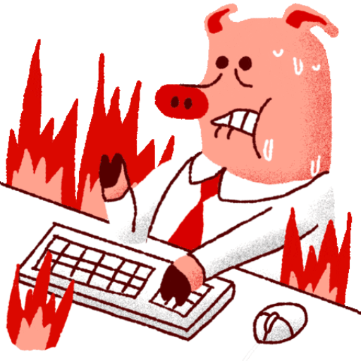 Download Burnt out pig at work Animated GIF Sticker for WhatsApp