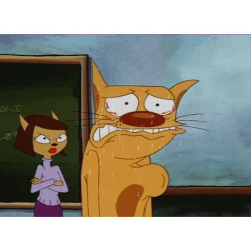 Animated CatDog classroom cringe GIF Sticker