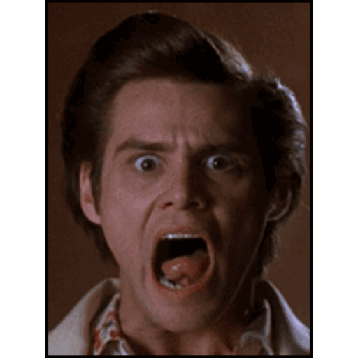 Download Ace Ventura's shocked face Animated GIF Sticker for WhatsApp