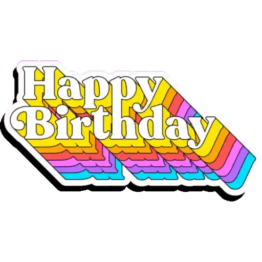 Download Retro Happy Birthday Vibes Animated GIF Sticker for WhatsApp