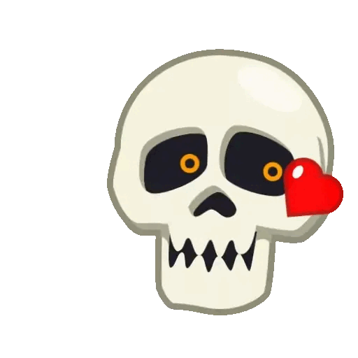 Skull in Love Animated GIF Sticker for WhatsApp