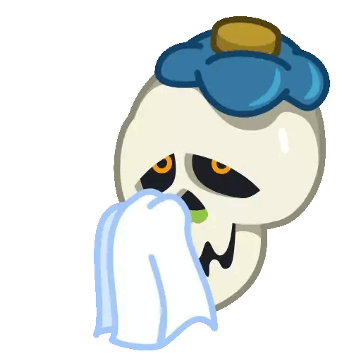 Sick day skull Animated GIF Sticker for WhatsApp