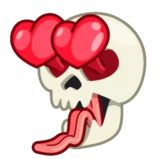 Love-struck skull Animated GIF Sticker for WhatsApp