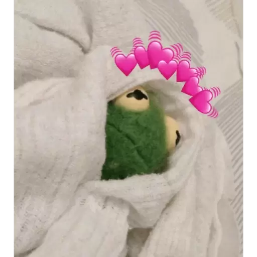 Cozy Kermit With Heart Shower - Sticker for WhatsApp
