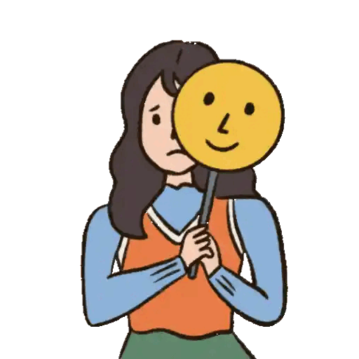 Hiding behind a smile Animated GIF Sticker for WhatsApp