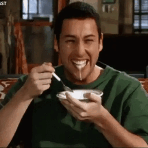 Laughing While Eating Cereal Animated GIF - Sticker for WhatsApp