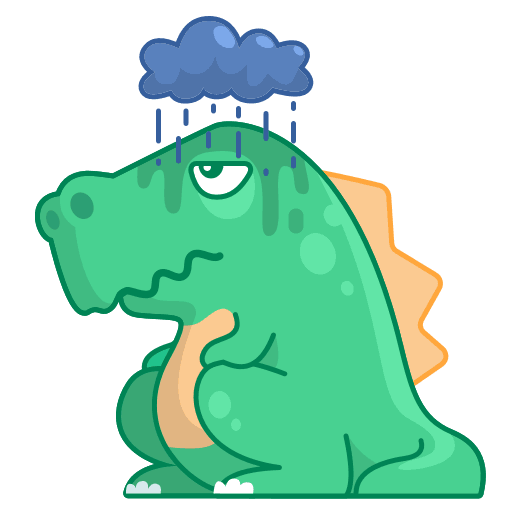 Sad Dinosaur Under A Rain Cloud - Sticker for WhatsApp