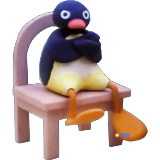 Pouting Penguin On Chair - Sticker for WhatsApp