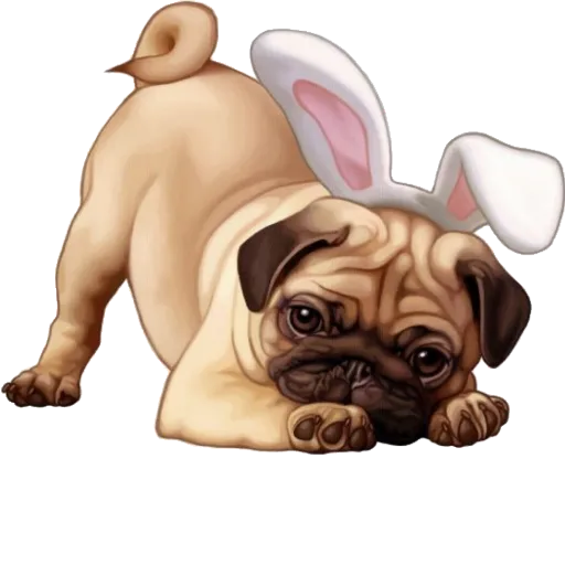 Pug With Bunny Ears - Sticker for WhatsApp