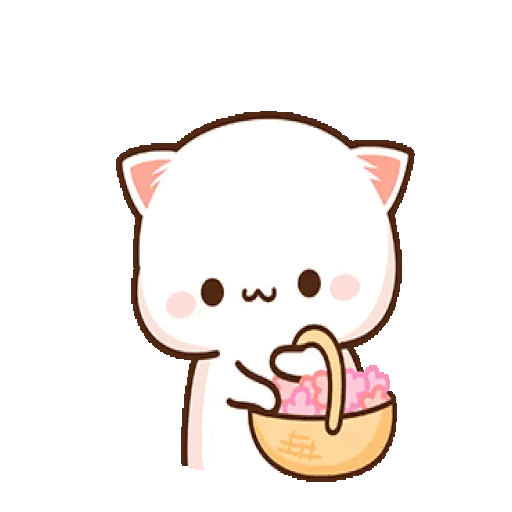 Adorable Kitty With Flowers Animated GIF - Sticker for WhatsApp