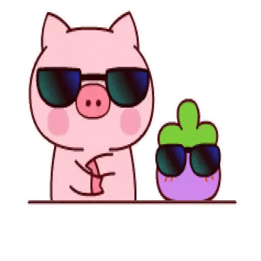 Cool Pig And Eggplant Duo Animated GIF - Sticker for WhatsApp
