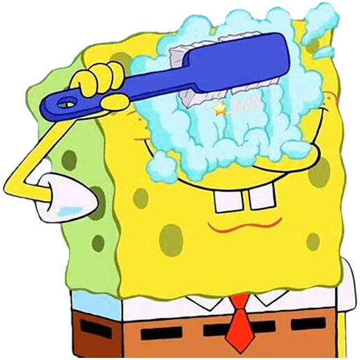 Spongebob Brush Face - Sticker for WhatsApp