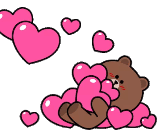 Bear Hugging Hearts Animated GIF - Sticker for WhatsApp