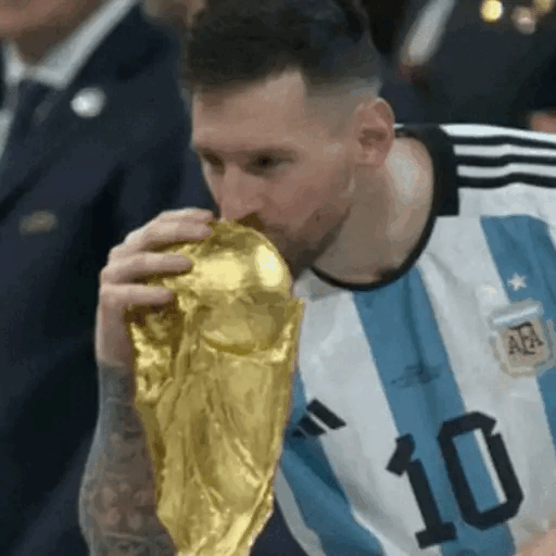 Messi Kissing The World Cup Animated GIF - Sticker for WhatsApp & Telegram