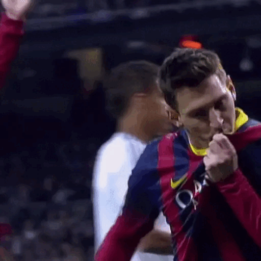 Messi Celebrates With A Kiss Animated GIF - Sticker for WhatsApp & Telegram