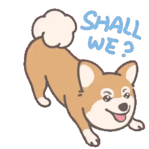 Playful Shiba Inu Asking 'Shall We?' Animated GIF - Sticker for WhatsApp & Telegram