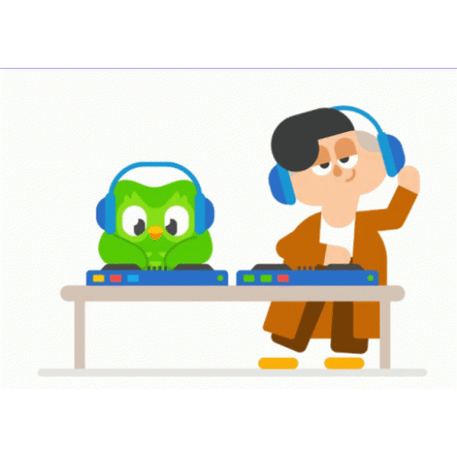 Duolingo Owl Djing With Friends Animated GIF - Sticker for WhatsApp & Telegram