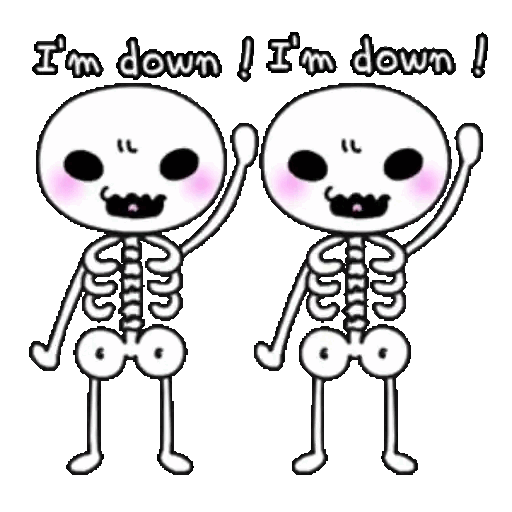Skeletons Saying 'I'm Down' Animated GIF - Sticker for WhatsApp & Telegram
