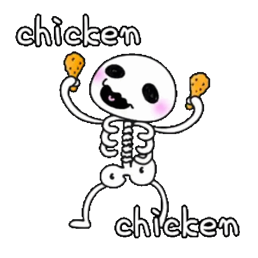 Dancing Skeleton With Chicken Animated GIF - Sticker for WhatsApp & Telegram