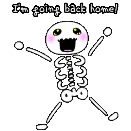 Excited Skeleton Going Home Animated GIF - Sticker for WhatsApp & Telegram