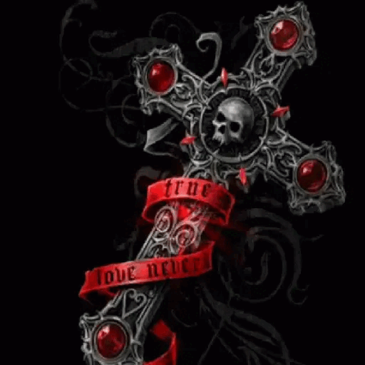 True Love Never Dies Gothic Cross Animated GIF - Sticker for WhatsApp & Telegram