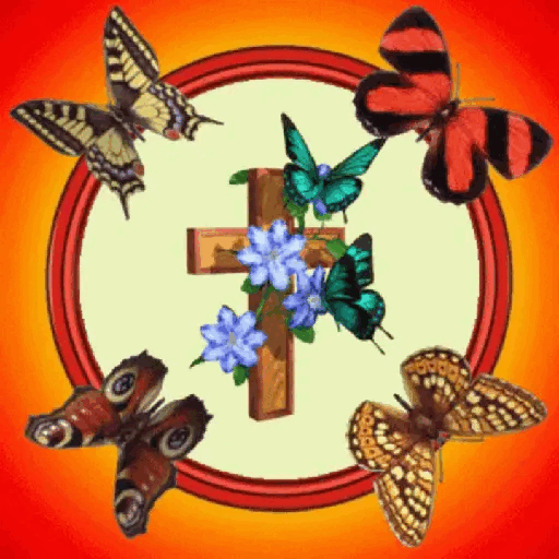 Butterflies And Cross Serenity Animated GIF - Sticker for WhatsApp & Telegram