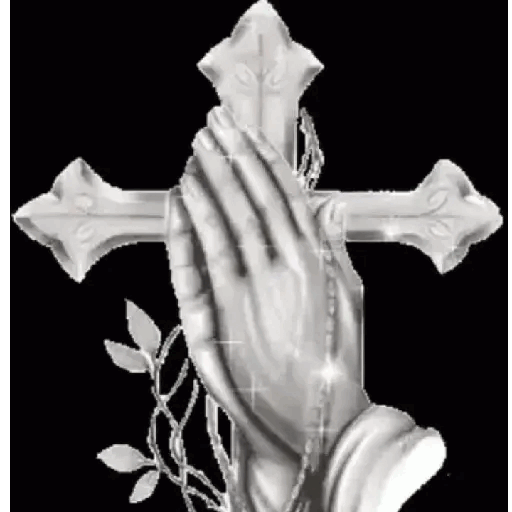 Praying Hands With Cross Animated GIF - Sticker for WhatsApp & Telegram