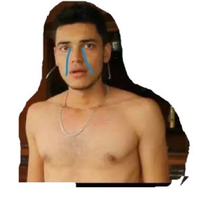 Crying Shirtless Man