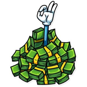 Victory Hand in Money Pile