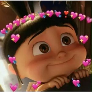 Cute Cartoon Girl with Hearts