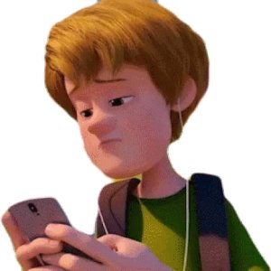 Confused Cartoon Character with Phone
