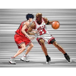 Michael Jordan And Rukawa Basketball Duel