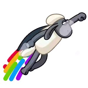Shaun The Sheep Flying Sheep with Rainbow Trail