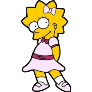 Lisa Simpson Playful Character in Pink Dress