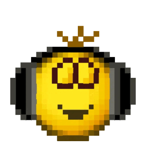 Pixelated emoji with crown