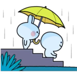Friends in the rain