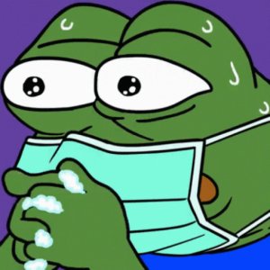 Nervous Pepe with mask
