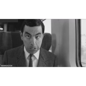 Mr. Bean Awkward train face